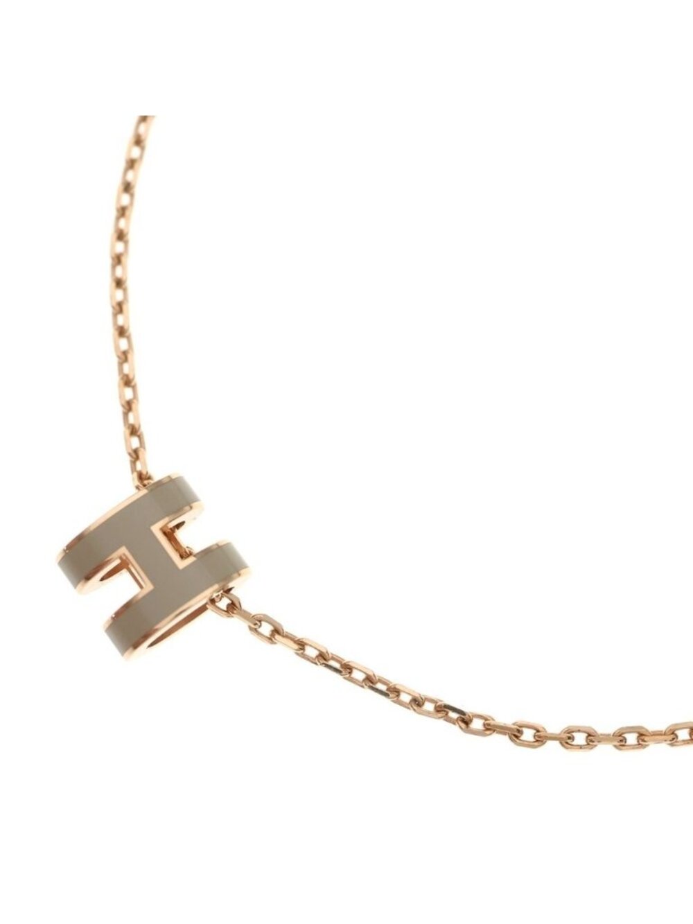 Hermes Pop H Pendant Chain Beige Pink Gold
